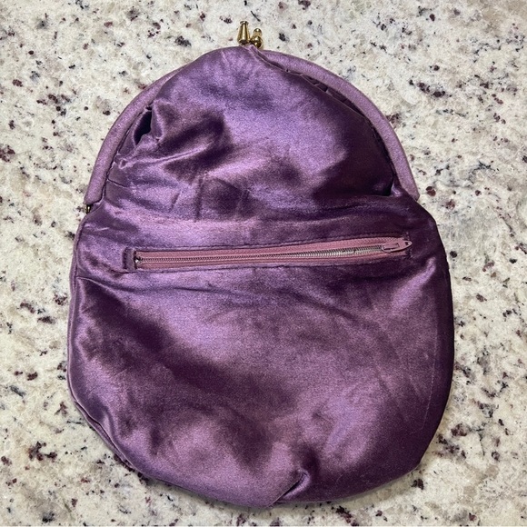 Vintage Ruth Saltz Purple Velvet Rhinestone Clutch Style Retro Purse Gold Key - Picture 5 of 11